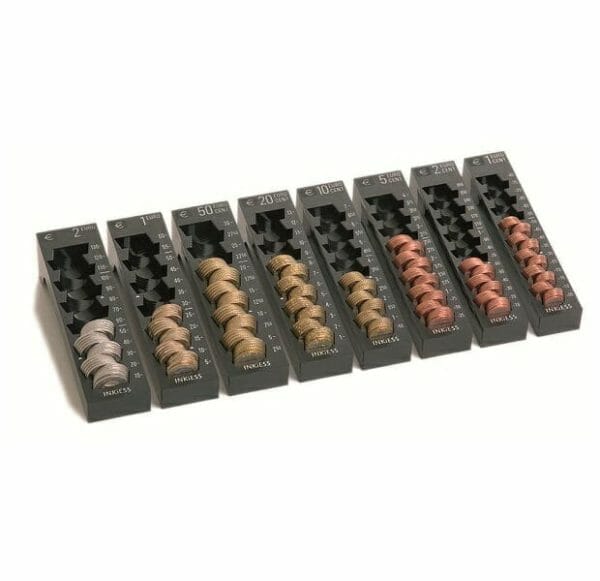 Münzzähler mit verschiedenem Euro-Geld.