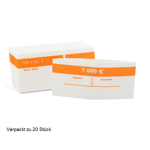 Banknot band rolls 20 x (50 EURO) orange