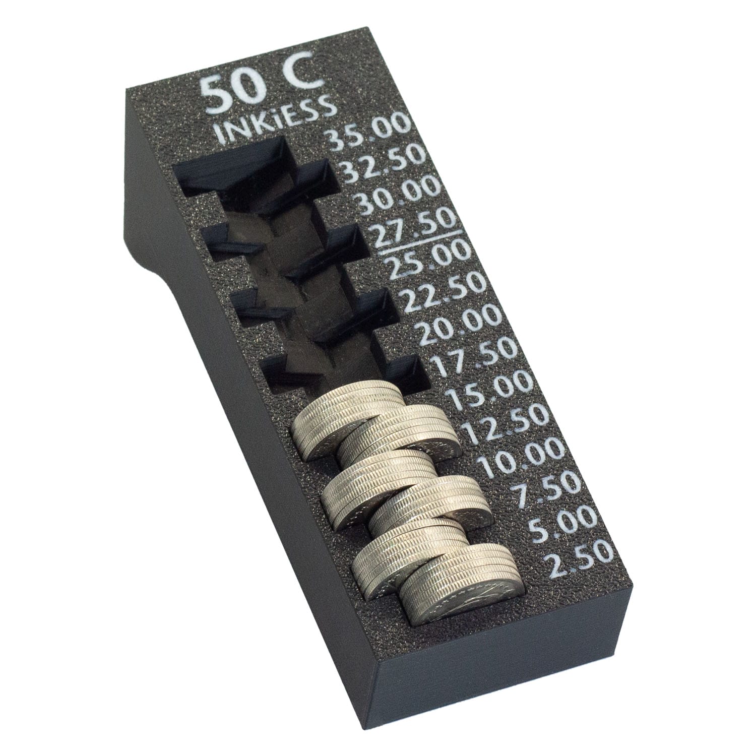 Münzhalter mit gestapelten 50-Cent-Münzen