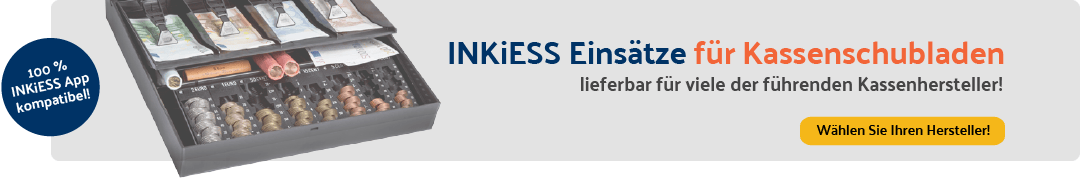 INKiESS Einsätze für Kassenschubladen, kompatibel und vielseitig.